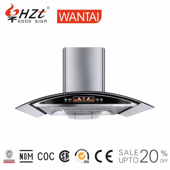 Convertible Wall Mount Stainless Steel Ductless/Ventless Range Hood with 900 24# Copper Motor Island Free Spare Parts 600/900mm