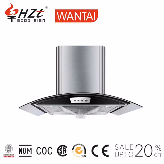 Convertible Wall Mount Stainless Steel Ductless/Ventless Range Hood with 900 24# Copper Motor Island Free Spare Parts 600/900mm